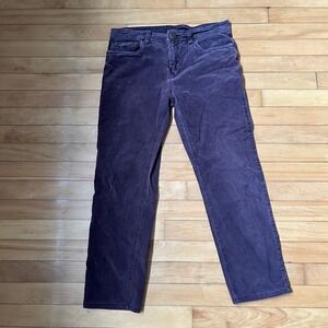Prana Mens Slim Fit Corduroy Pants 33x30 Dark Purple Plum 5-Pocket Outdoor